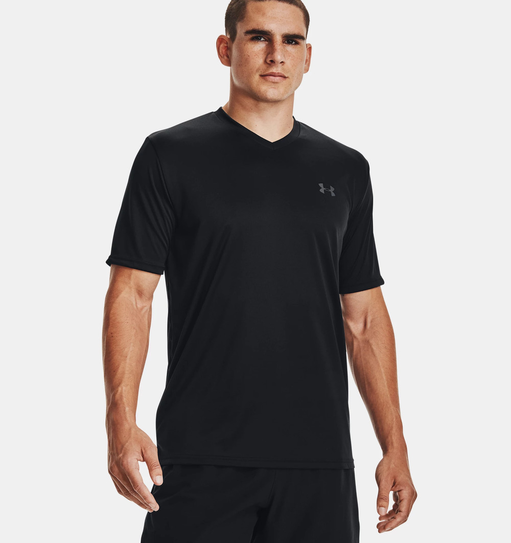NWT Under Armour Men's UA Velocity V-neck Short Sleeve in Black size 2XL